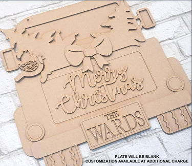 Merry Christmas Welcome Truck 3-D Layered Wood Blank